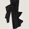 Draped Bustier Evening Dress in Satin with Bow Detail