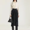 Draped Midi Skirt in Crepe Cady