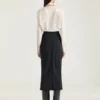 Draped Midi Skirt in Crepe Cady