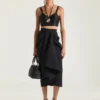 Draped Midi Skirt in Wool