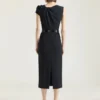 Draped Pencil Dress in Crepe Cady
