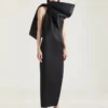Evening Dress in Satin with Bow Detail