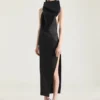 Evening Dress in Satin with Bow Detail