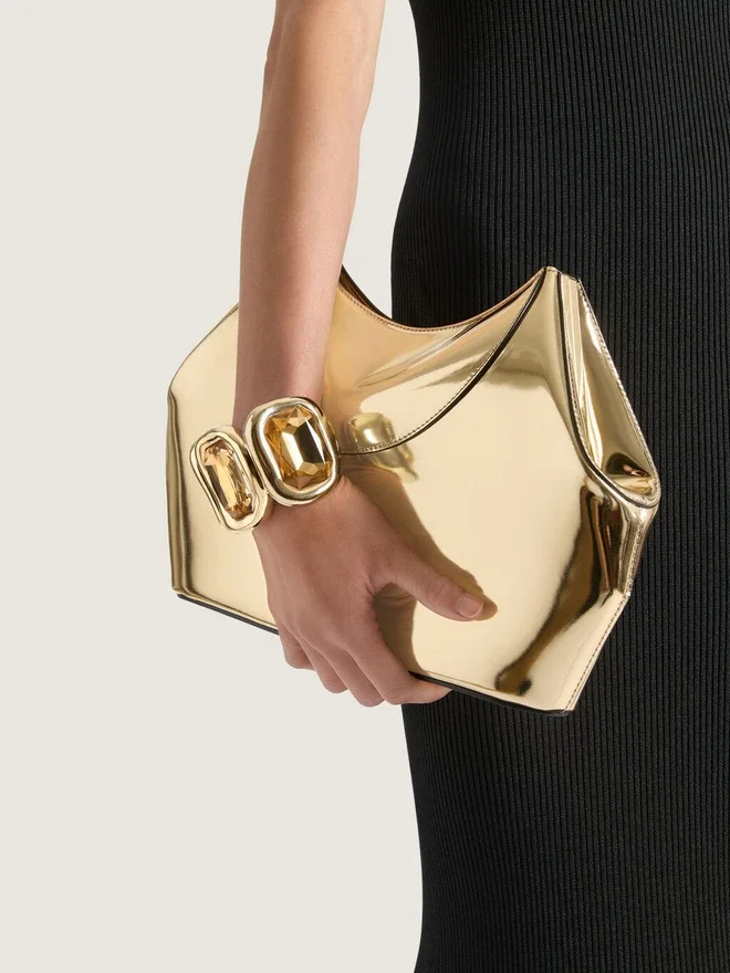 Facet Clutch in Mirror Effect Leather Facet Clutch in Mirror Effect Leather
