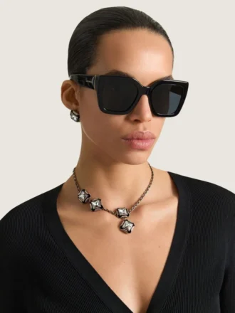 Deconstructed Crystals Necklace in Metal and Crystals