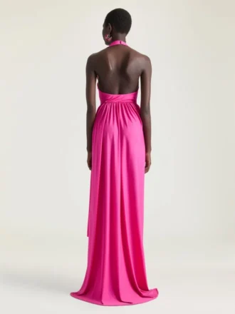 Halterneck Draped Dress in Jersey