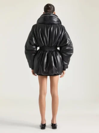 Hourglass Bomber with Zipped Shawl Collar in Leather