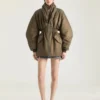 Hourglass Bomber with Zipped Shawl Collar in Nylon