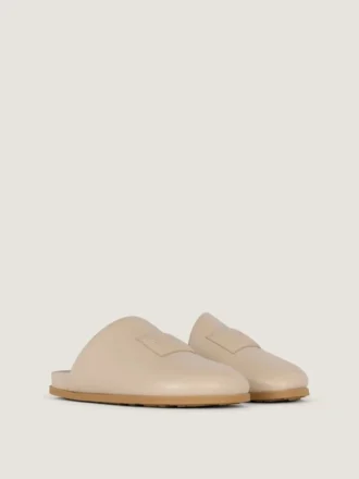 Label Flat Mules in Nappa Leather