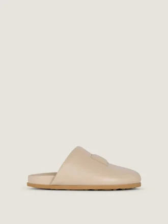Label Flat Mules in Nappa Leather