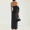 Long Bustier Dress in Wool with Bow Long Bustier Dress in Wool with Bow