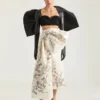 Long Skirt in Satin with Bow and Embroideries