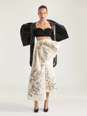 Long Skirt in Satin with Bow and Embroideries