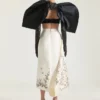 Long Skirt in Satin with Bow and Embroideries