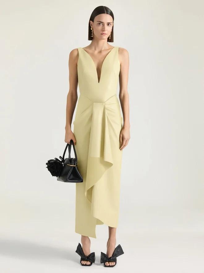 Long Wrapped Dress in Leather Long Wrapped Dress in Leather
