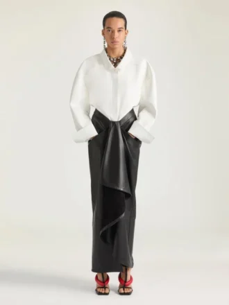 Long Wrapped Skirt in Leather