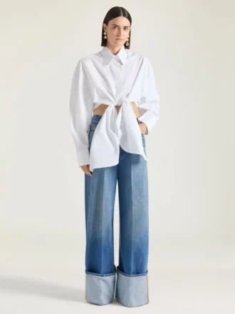 Medium Blue Turn-Up Jeans