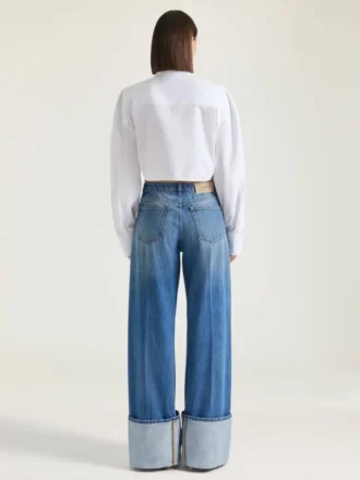 Medium Blue Turn-Up Jeans