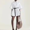 Medium Facet Tote Bag in Grained Leather