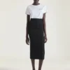 Midi Kickback Skirt in Crepe Cady