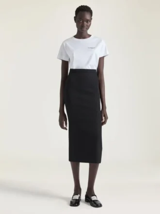 Midi Kickback Skirt in Crepe Cady