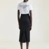 Midi Kickback Skirt in Crepe Cady