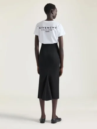 Midi Kickback Skirt in Crepe Cady