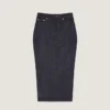 Midi Kickback Skirt in Raw Denim
