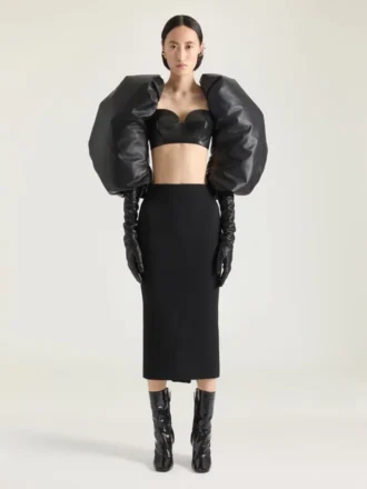 Midi Kickback Skirt in Wool