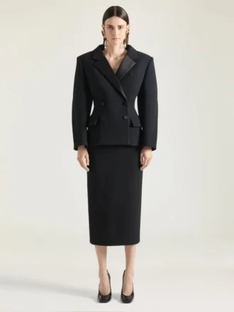 Midi Pencil Skirt in Wool