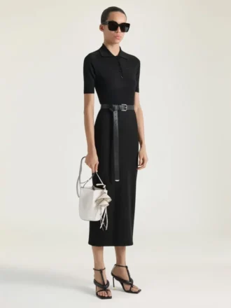 Midi Polo Dress in Second Skin Effect Knit