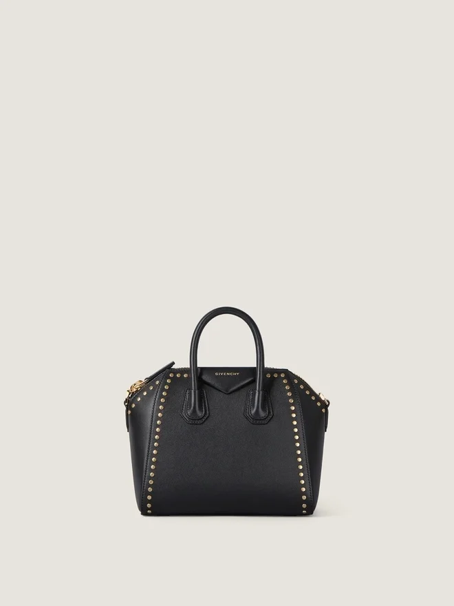 Mini Antigona Bag in Box Leather with Studs Detail Mini Antigona Bag in Box Leather with Studs Detail