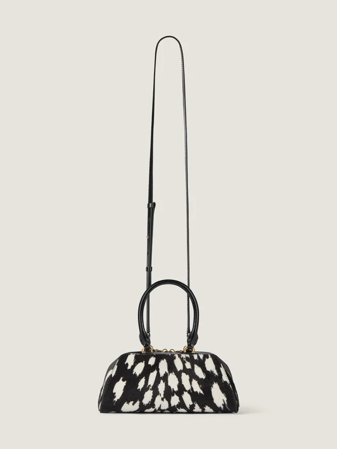 Mini Antigona East-West Bag in Pony Effect Leather with Animal Print Mini Antigona East-West Bag in Pony Effect Leather with Animal Print