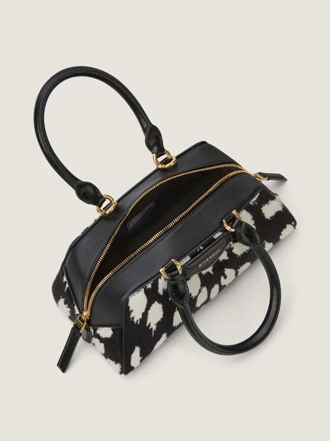 Mini Antigona East-West Bag in Pony Effect Leather with Animal Print Mini Antigona East-West Bag in Pony Effect Leather with Animal Print