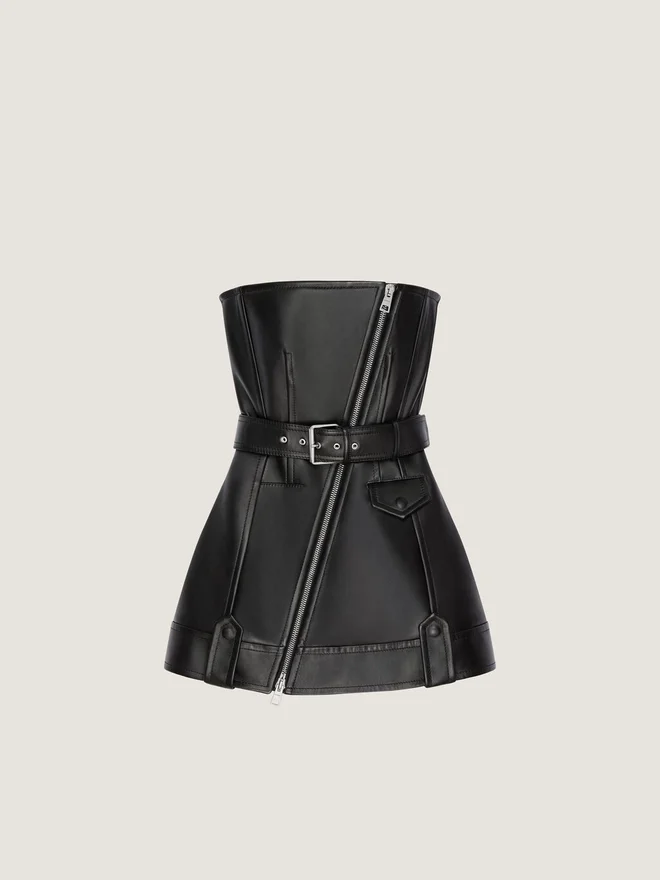 Mini Bustier Biker Dress in Leather Mini Bustier Biker Dress in Leather