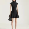Mini Dress with Flared Skirt in Wool Viscose