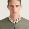 Necklace in Metal, Pearls and Crystals