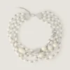 Necklace in Metal, Pearls and Crystals