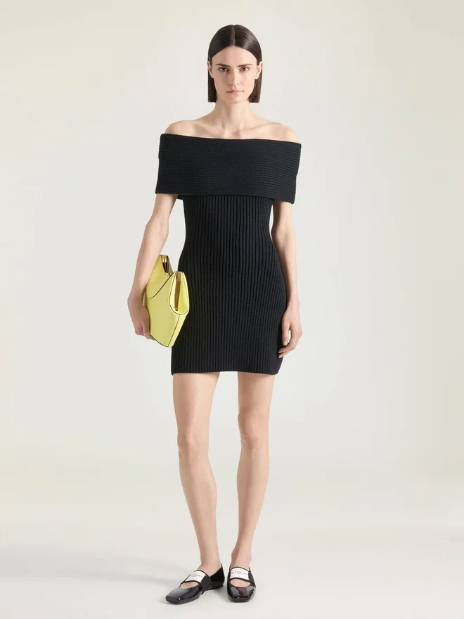 Off-The-Shoulder Mini Dress in Wool Off-The-Shoulder Mini Dress in Wool