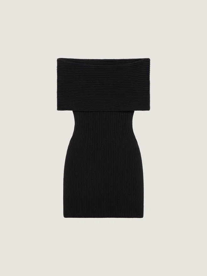 Off-The-Shoulder Mini Dress in Wool Off-The-Shoulder Mini Dress in Wool