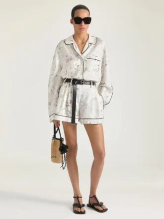 Shorts in Silk with Floral Print