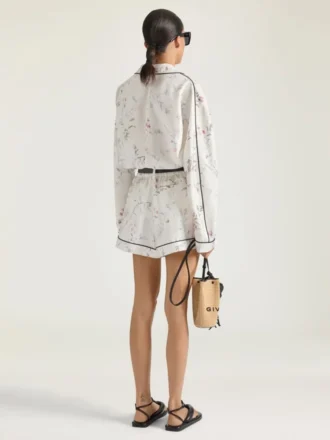 Shorts in Silk with Floral Print