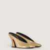 Sculpted Heeled Mules in Mirror Effect Leather