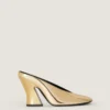 Sculpted Heeled Mules in Mirror Effect Leather