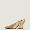 Sculpted Heeled Mules in Mirror Effect Leather