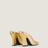 Sculpted Heeled Mules in Mirror Effect Leather