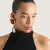 Sculptural Crystal Clip Earrings in Metal and Crystals