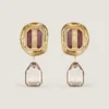 Sculptural Crystal Clip Earrings in Metal and Crystals