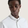 Shirt in Cotton Poplin with Crystal Embroidery