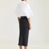 Midi Kickback Skirt in Raw Denim